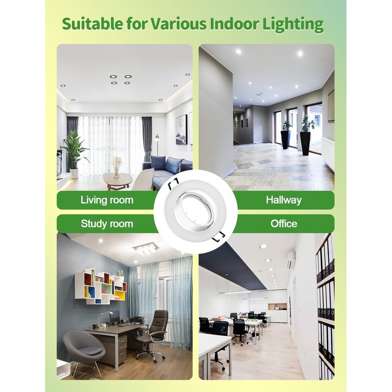 10x Modern Recessed Spotlight Frame, GU10 Recessed Lights, Includes GU10