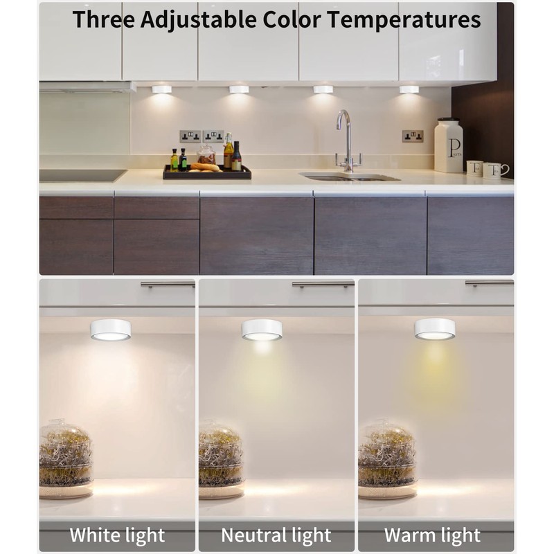 Zawaer Cabinet Lighting, 4 Pieces Under-Unit Light Kitchen LED, 3