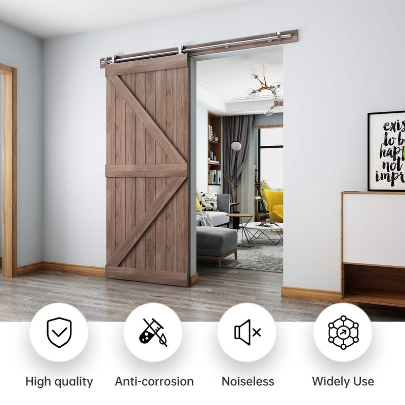 EaseLife 6 FT Top Mount Stainless Steel Sliding Barn Door