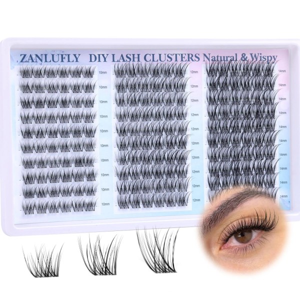 Zanlufly Lash Clusters Wispy Eyelash Clusters C-Curly Individual Lashes Zanlufly