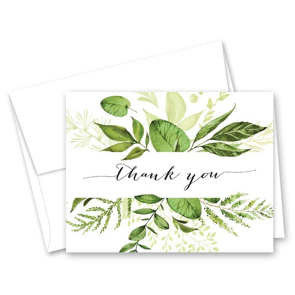 Botanical Greenery Thank You Cards (50)