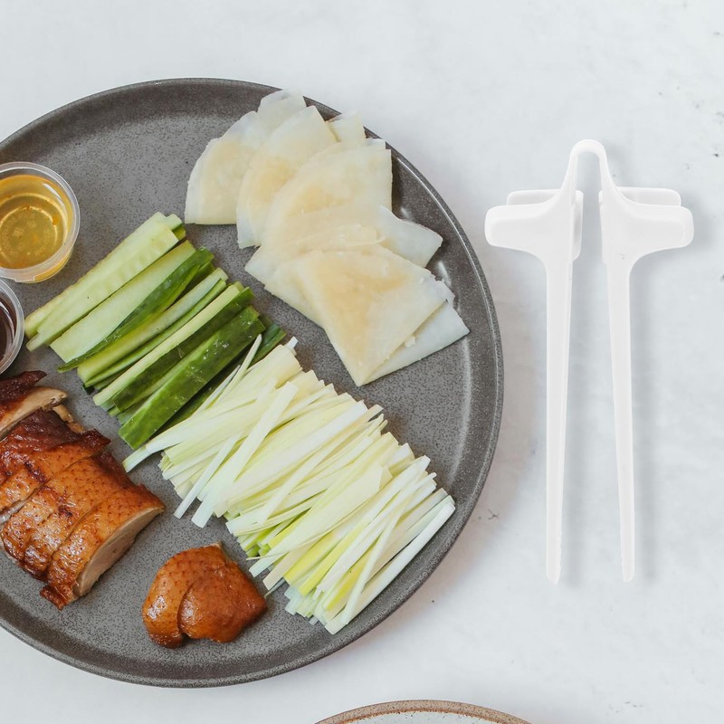 Tabanzhe 4PCS Plastic Finger Chopsticks,Reusable Snack Chopsticks Tweezer Tongs Food