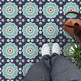 MORCART 20Pcs Peel and Stick Floor Tile, 11.8"x 11.8" Vinyl Flooring Waterproof No Adhesive Residue DIY Flooring for Bathroom, Kitchen, Fireplace, Stairs, Bedrooms, Wall - Dark Blue