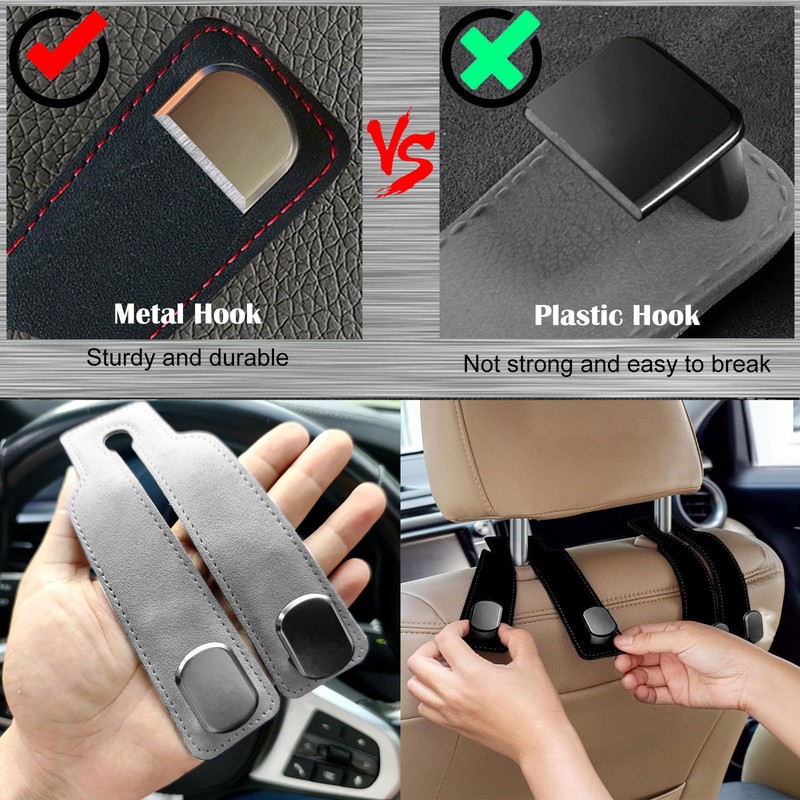 Car Hooks for Headrest 2 Pack, Car Seat Back Storage