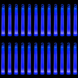 Trimming Shop 6 inch Glow Sticks Lanyard Premium Ultra Bright Glow in the Dark Rod Mega Party Pack of 25 (Blue) for New Year’s Eve, Graduation Party, Camping