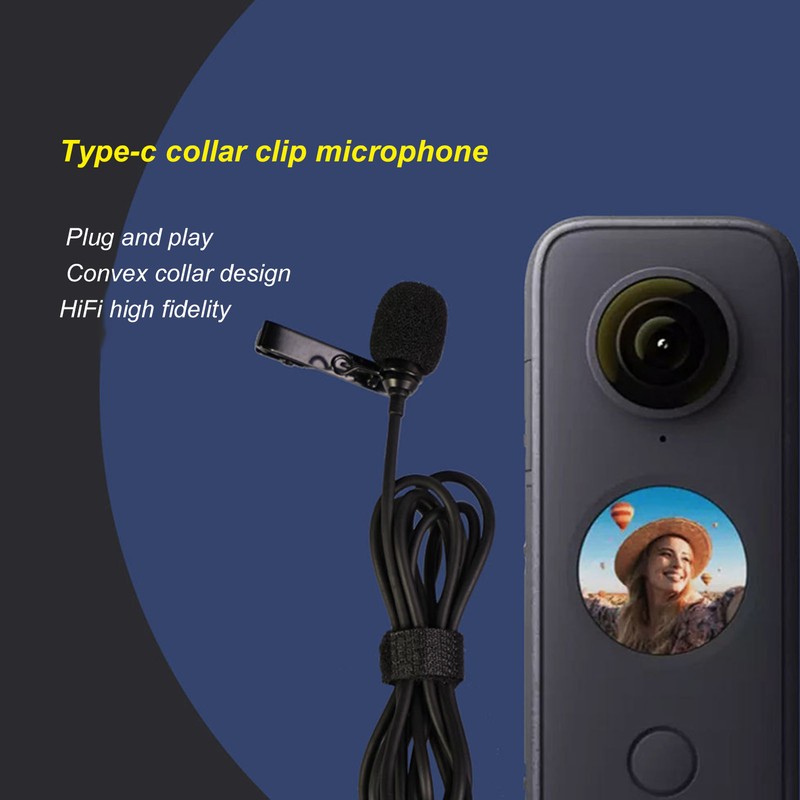 Wireless Lavalier Microphone ‑34dB Metal Lapel Mic for Insta360 ONE