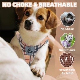 PAWCHIE Dog Harness and Leash Set, Step in No Pull Soft Pet Harness, Reflective Adjustable Puppy Vest for Small Medium Dogs Cats, No Choke Harness Vest with Poop Bag Holder for Walking,Running,Beige S