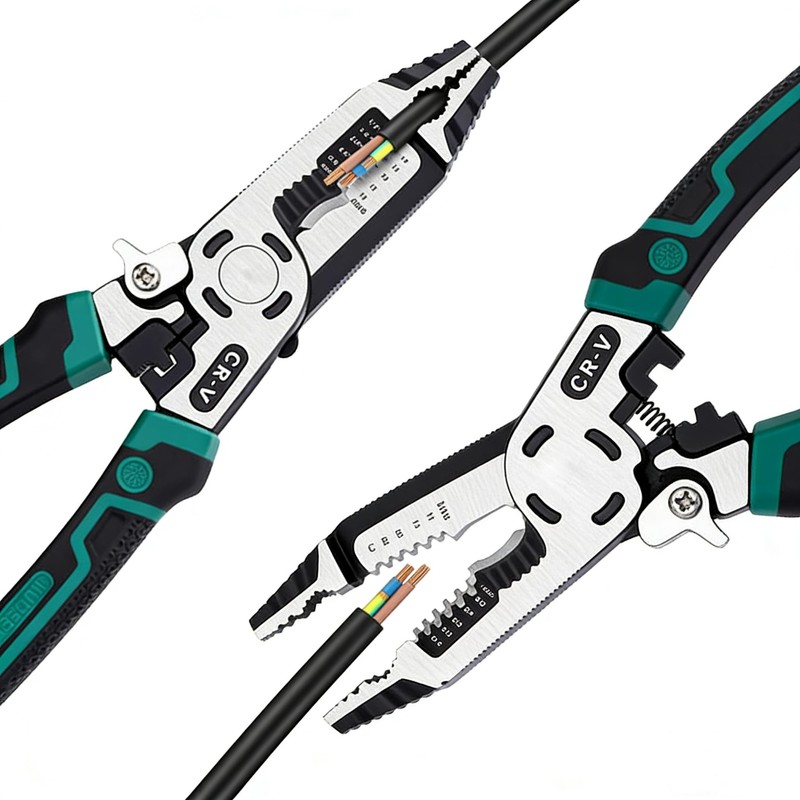 10-in-1 Wire Stripper Tool, Heavy Duty CR-V Multifunctional Cable Cutters,