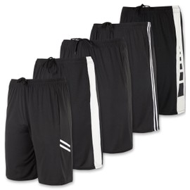 5 Pack Men’s Active Quick Dry Fit Short Pockets Athletic Running Gym Basketball Workout Activewear Sports Men, Set 12, M, Pack of 5