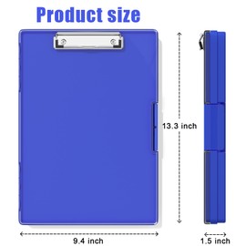 Hnogri Plastic Clipboard with Storage, Folder Care Clipboards Side Opening, Heavy-Duty Clipboard with Dual Compartment Storage, Smooth Writing for Work, School Supplies (Blue)
