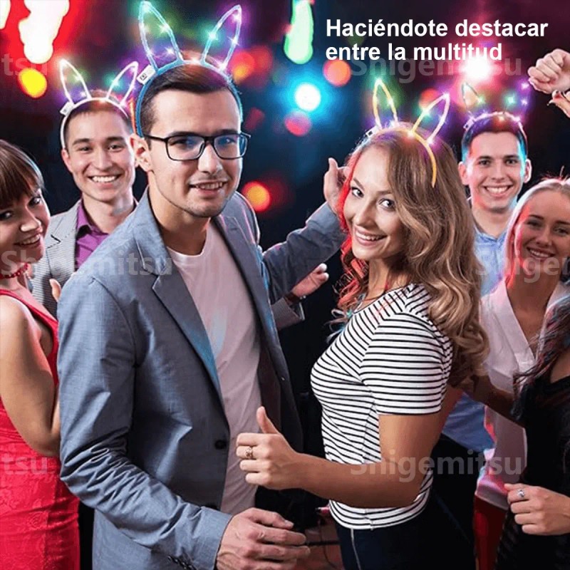 12 Tiaras Diademas Luz Neon Tocado Luminosa Orejas Fiestas