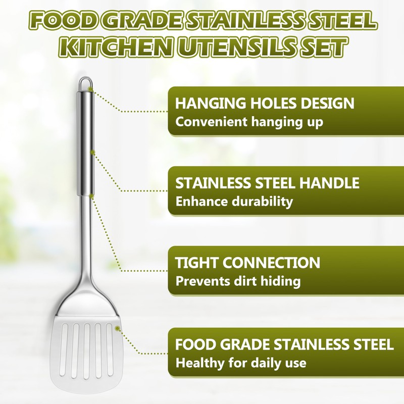 E-far Cooking Utensils Set, 10-Piece Stainless Steel Kitchen Utensils with