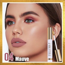 JUAAZIN 2025 New Gold Liquid Lip Gloss Peel Off Lip Stain Tattoo with Tweezer, Mauve Lips Stain Peel Off Masque, Long Lasting Waterproof Lip Tint Stain, Transfer-proof for All Skin Types 04#