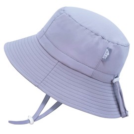 JAN & JUL Beach Bucket Hat for Baby Toddler with Strap (M: 6-24 Months, Grey Cloud)