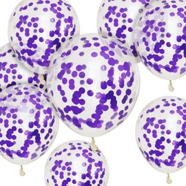 Purple Confetti Balloons 50 PCS 12 inch Party Balloons pack Strong Thicken Balloons for Birthday, Kids Party, Weddings, Baby Shower Events Decorations Accessories (Purple Confetti Balloons)