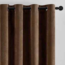 SNITIE Brown Chenille Velvet Curtains (52”x108”), Featuring Grommet Thermal Insulated Drapes Ideal for Living Room Bedroom Office - Soft Durable & Light-Filtering Window Treatments (2 Panels)