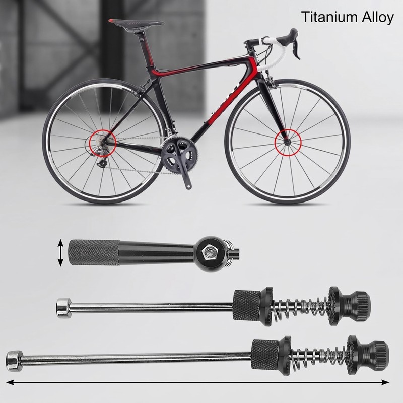 Ongwan Quick Release Aluminum Front/Rear 147mm/185mm Anti-Theft Skewer Set (Black)