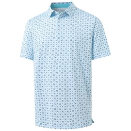 YAMXDM Golf Polo Shirts for Men - Print Moisture Wicking Quick Dry Polo Shirts for Men, Short Sleeve Collared Polo Shirts for Golf Tennis Casual Wear