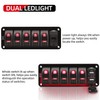 FXC 12V 24V DC 5 Gang Rocker Switch Aluminum Panel