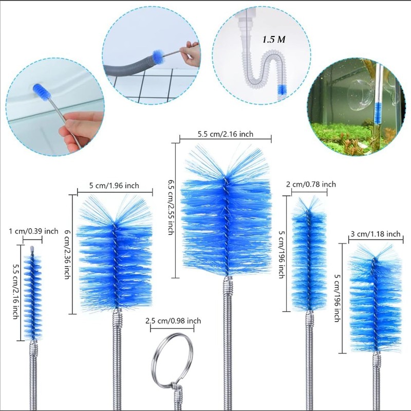 Premium 3-Piece Drain Brush Set Flexible Long Stainless Steel Tube