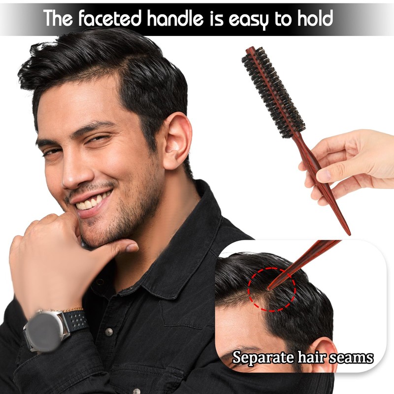 Mini Bristle Beard Brush for Men 2.7 cm Round Brush
