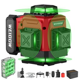 Laser Level 360 Self Leveling 16 Lines 4×360° Green Cross Line Laser for Picture Hanging and Construction,4D Vertical & Horizontal Line,Level Tool with 4800 mAh Rechargeable Battery