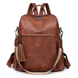 Mxaeyr Women's Fashion Backpacks,Waterproof PU Leather Ruckpack for Ladies,Travel Rucksack,Multi-Pocket Purse Handbag Daypack,Brown