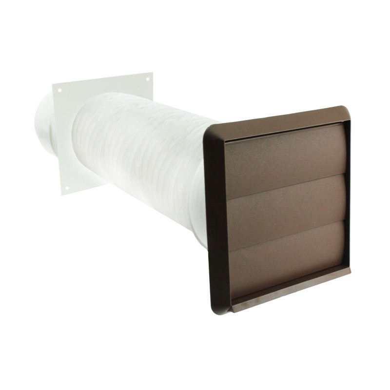 SPARES2GO Universal Exterior Wall Tumble Dryer Venting Kit (Brown, 4"