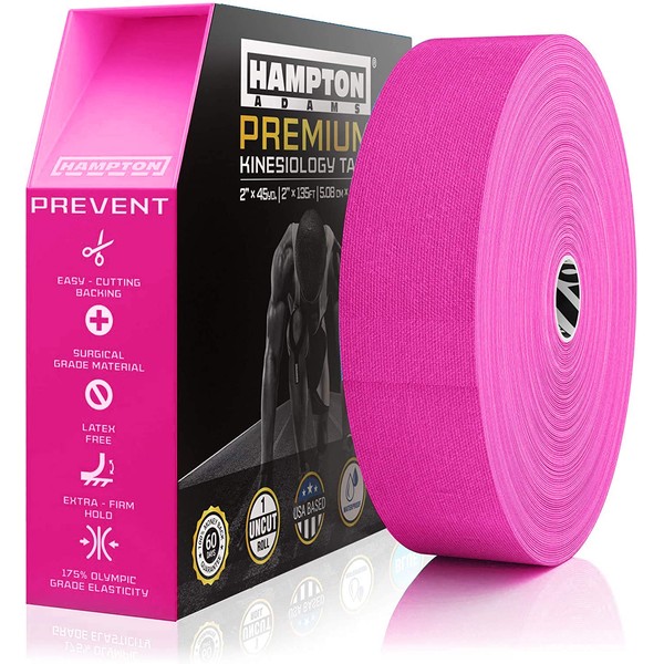 (135 Feet) Bulk Kinesiology Tape Waterproof Roll Sports Therapy Support for Knee, Muscle, Wrist, Shoulder, Back/Original Uncut Premium Therapeutic Elastic & Hypoallergenic Cotton - (Pink)