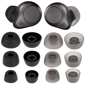 Earbud Tips Replacemen Earbud Tips Earbud Replacement Tips Earbud Covers Headphone Earbud Tips Compatible with Jabra Elite 75t/ 65t/ Active/ 7 Pro/Elite 3/ Elite SML 6Pairs Black and Transparent Grey