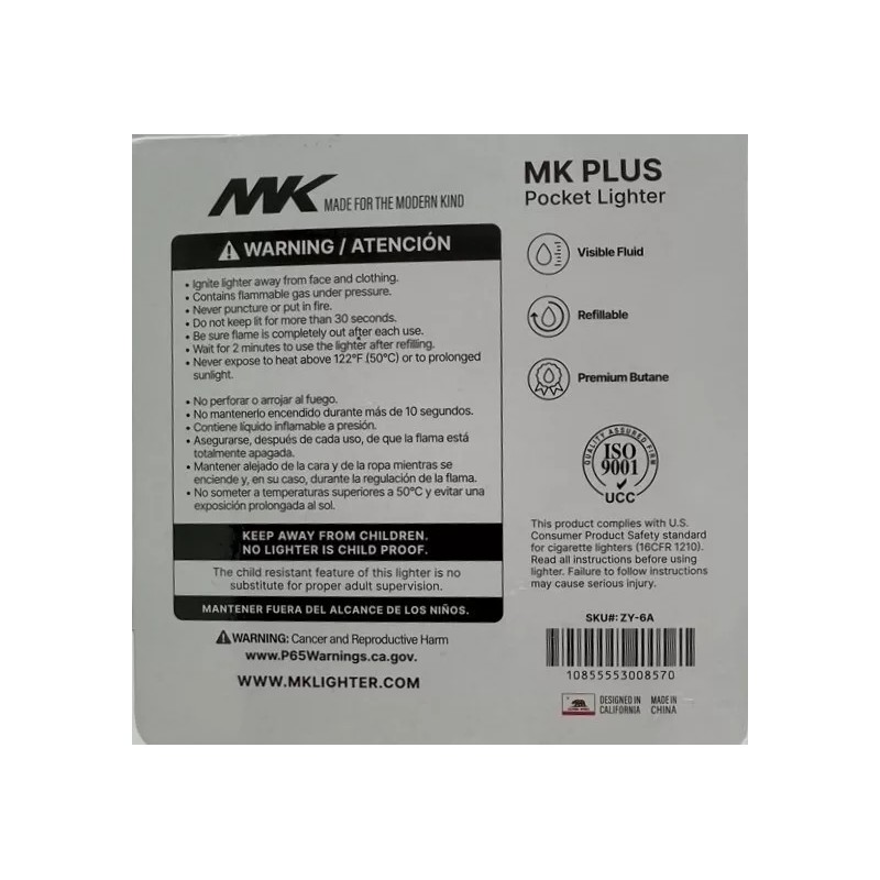MK 50 Ct MK Plus Five Assorted Color Refillable Lighter
