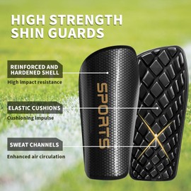 Sportout Children's Football Shin Pads with Non-Slip Sleeves, Durable Shin Pads, Football, Provides Strong Protection