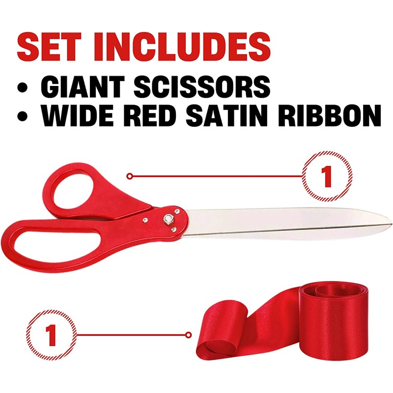 Red Ribbon Cutting Ceremony Kit – 25" Giant Scissors for