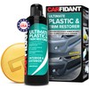 Carfidant Plastic Restorer for Cars – Refreshes Faded Plastic, Vinyl & Rubber Trim with Polish for Deep Shine – Protects Against UV & Dirt – Black Exterior & Interior Care for Detailing - 8.4 fl. Oz.