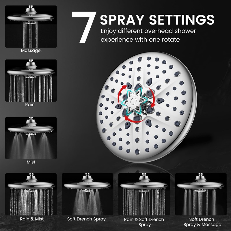 FEELSO 10" High Pressure Shower Head Combo with Handheld Spray,