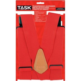 Task Tools T77413 Full Elastic Tradesperson's Suspenders, Red