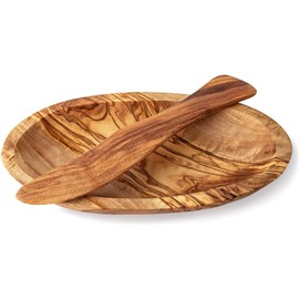 Forest Decor Wooden Butter Holder - Handcrafted Butter Dish with Knife - Wood Butter Container for Countertop - 100% Natural Olive Wood Butter Keeper Storage - Butter Stick Holder for Kitchen
