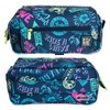 ColePack Design-Etui mit 3 Reißverschlüssen und Schulmaterial der ersten Marken