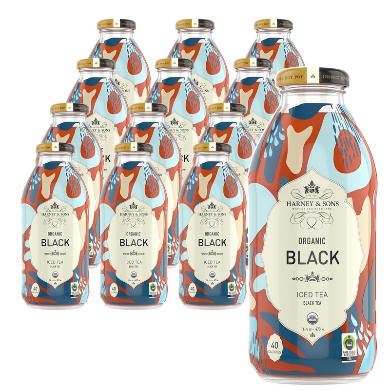 Harney & Sons Organic Black Iced Tea, Glass Bottles,16 oz