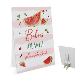 Babies Are Sweet Please Take A Treat Sign(8 x 11 Inch Table Sign with Holder), Watermelon Theme, Baby Shower Decoration Sign, Summer Baby Shower Favor Sign-BSLP11