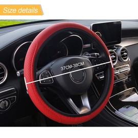 CGEAMDY Car Steering Wheel Cover, Universal 38 cm Microfibre Steering Wheel Cover, Non-Slip Breathable Steering Wheel Cover, Odour-Free Steering Wheel Cover, Steering Wheel Protector (Red)