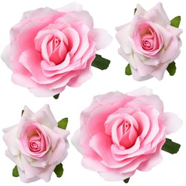 SOFPLATE 4 Stück 2 Stile Rosa Rosen Haarspangen Große Blumennbrosche Große Stoffnadeln Elegante Blumenn Metall Dekorative Haarspangen Zubehör Für Frisur Hochzeit Festival Party DIY Dekoration