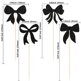 Gyufise 12Pcs Bow Centerpiece Sticks Birthday Bowknot Ribbons Coquette Table Flower Centerpieces Sticks Bow High Footed Party Decorations for Bridal Shower Birthday Wedding Party Supplies Black