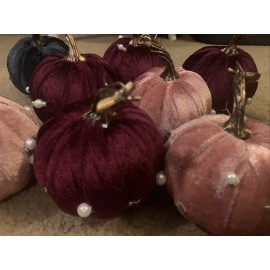 Thanksgiving Pumpkin assorted Hand Stitched Beaded Burgundy Pink Velvet Pearl