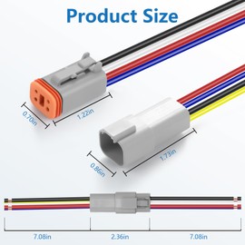 Deutsch DT 4 Pin Waterproof Connector, 14 AWG Cable Automotive Electrical Connector Male Female Plug Wiring Harness for Car, Truck, Boats, LED Work Light (4 Pin)