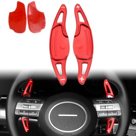 for Hyundai Sonata/Sonata Hybrid/Kona/Kona EV (2024) Aluminium Steering Wheel Shift Paddle Extensions（red）