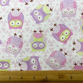 Quiltable 1 Yard (Pre-Cut) 43" x 36" (109cm x 91cm) Floral Cotton Quilting Sewing Fabric, DIY Sewing Patchwork Supplies for Face mask Clothing Handmade Craft&Home Decoration (Owl)