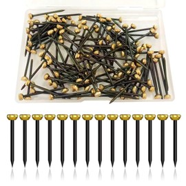 Picture Pins Nails, 100pcs Picture Hanging Nails for Wall Pins Brass Head Frame Nail Hook Pin for Hanging Pictures Photo Frame