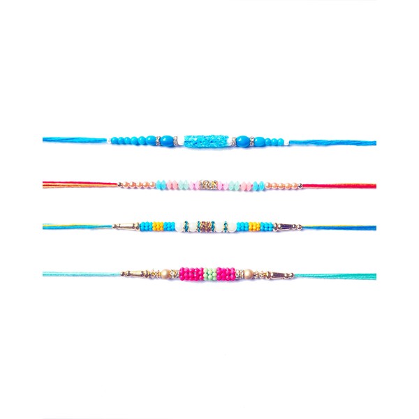 Colorful Thread and Unique Design Elegant Rakhi Set of 4,