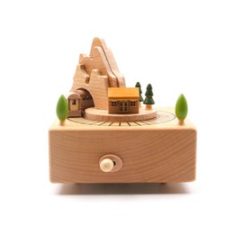 QNINE Music Box Carousel Made of Beech Wood Music Box Music Box with Canon D Major, Wooden Toy Gift for Birthday, Valentine's Day, Christmas